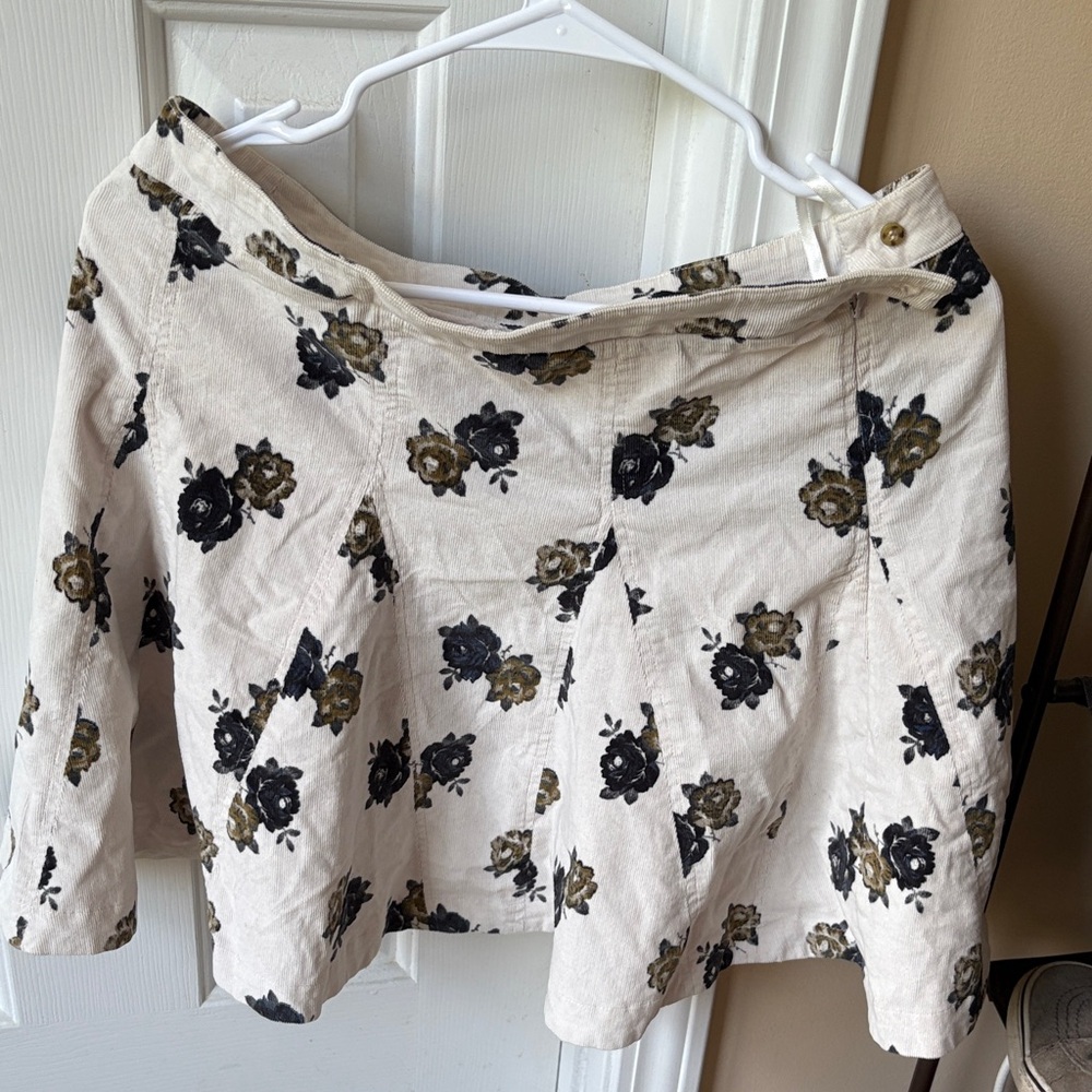 Free People Floral Mini Skirt - Cream and Black